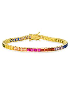 Kylie Harper 14k Gold Over Silver Multi-color Cubic Zirconia  CZ Tennis Bracelet - 7.25"