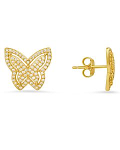 Kylie Harper 14k Gold Over Silver Pave Butterfly Cubic Zirconia  CZ Stud Earrings