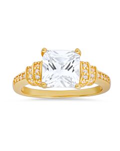 Kylie Harper Gold Over Silver Princess-cut Cubic Zirconia  CZ Ring