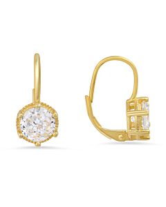 Kylie Harper 14k Gold Over Silver Round-cut Cubic Zirconia  CZ Leverback Earrings