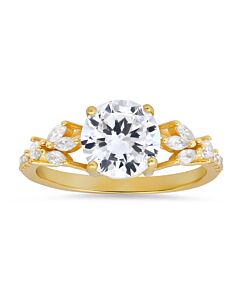 Kylie Harper Gold Over Silver Round & Marquise-cut Cubic Zirconia  CZ Ring