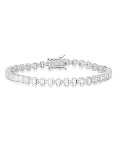 Kylie Harper Stering Silver Princess & Baguette-cut Cubic Zirconia  CZ Tennis Bracelet - 7.25"