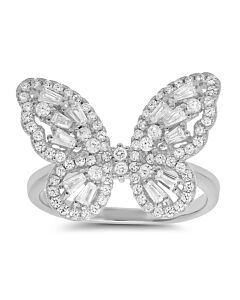 Kylie Harper Sterling Silver Baguette Cubic Zirconia  CZ Butterfly Ring