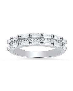 Kylie Harper Sterling Silver Baguette-cut Cubic Zirconia  CZ Band Ring