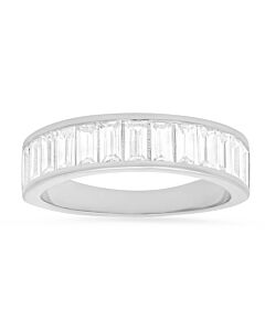 Kylie Harper Sterling Silver Baguette-cut Cubic Zirconia  CZ Band Ring
