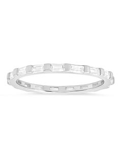 Kylie Harper Sterling Silver Baguette CZ Stackable Eternity Band Ring