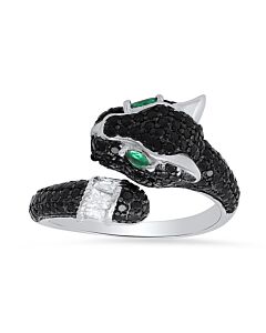 Kylie Harper Sterling Silver Black Panther Cubic Zirconia  CZ Ring