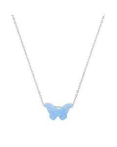 Kylie Harper Sterling Silver Blue Opal Butterfly Necklace