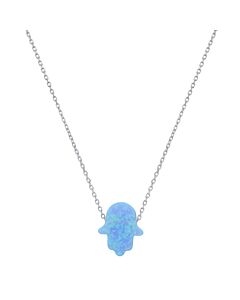 Kylie Harper Sterling Silver Blue Opal Hamsa Necklace