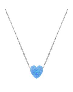 Kylie Harper Sterling Silver Blue Opal Heart Necklace