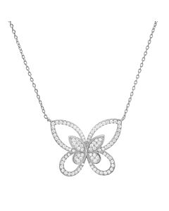 Kylie Harper Sterling Silver Curved CZ Butterfly Necklace