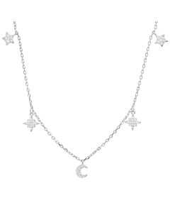 Kylie Harper Sterling Silver Dangling Cubic Zirconia  CZ Celestial Charm Necklace