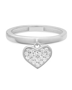 Kylie Harper Sterling Silver Dangling Heart CZ Ring