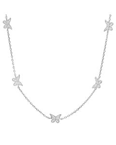 Kylie Harper Sterling Silver Cubic Zirconia  CZ Butterfly Station Necklace