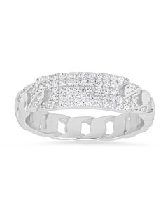 Kylie Harper Sterling Silver Cubic Zirconia  CZ Curb Link ID Ring