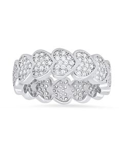 Kylie Harper Sterling Silver Cubic Zirconia  CZ Heart Eternity Band Ring
