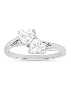 Kylie Harper Sterling Silver Double Heart CZ Ring