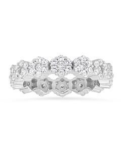 Kylie Harper Sterling Silver Floral Cubic Zirconia  CZ Eternity Band Ring