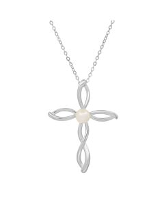 Kylie Harper Sterling Silver Genuine Pearl Cross Pendant