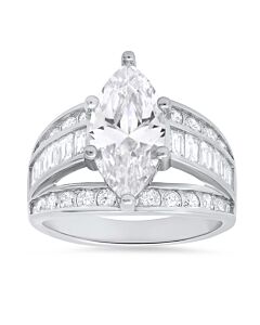 Kylie Harper Sterling Silver Marquise-cut Cubic Zirconia  CZ Statement Ring