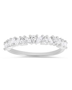 Kylie Harper Sterling Silver Marquise-cut CZ Band Ring