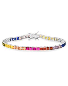 Kylie Harper Sterling Silver Multi-color Cubic Zirconia  CZ Tennis Bracelet - 7.25"