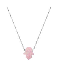 Kylie Harper Sterling Silver Pink Opal Hamsa Necklace