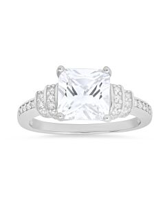 Kylie Harper Sterling Silver Princess-cut Cubic Zirconia  CZ Ring