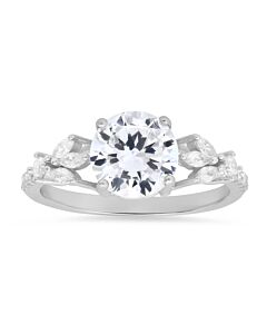Kylie Harper Sterling Silver Round & Marquise-cut Cubic Zirconia  CZ Ring
