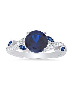 Kylie Harper Sterling Silver Sapphire CZ Floral Ring