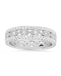 Kylie Harper Sterling Silver Vintage Cubic Zirconia  CZ Eternity Band Ring