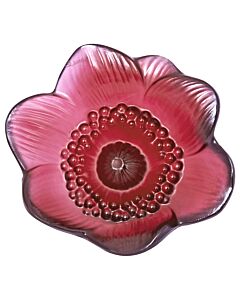 Lalique Anemone Flower Sculpture Red Crystal 10443200