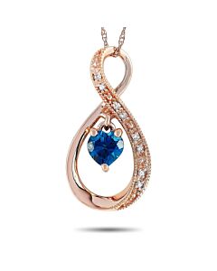 LB Exclusive 14K Rose Gold 0.03 ct Diamond and Blue Topaz Pendant Necklace