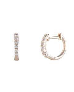 LB Exclusive 14K Rose Gold 0.25 Carat VS1 G Color 6-Diamond Small Round Hoop Huggies Earrings