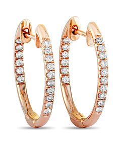 LB Exclusive 14K Rose Gold 0.25 ct Diamond Pave Hoop Earrings