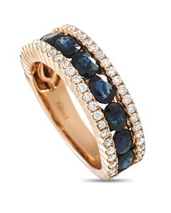 LB Exclusive 14K Rose Gold 0.48 ct Diamond and Sapphire Ring