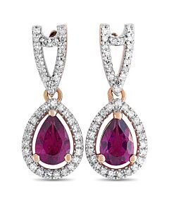 LB Exclusive 14K Rose Gold 0.91 ct Diamond and Garnet Pear Earrings