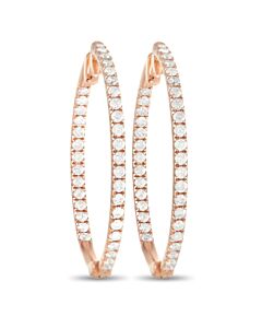 LB Exclusive 14K Rose Gold 1.0ct Diamond Hoop Earrings