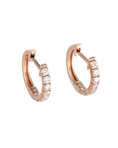 LB Exclusive 14K Rose Gold .50 Carat VS1 G Color Diamond Hoop Huggies Earrings