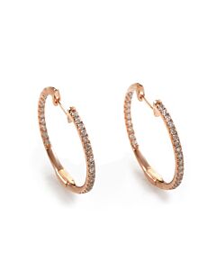 LB Exclusive 14K Rose Gold .51 Carat VS1 G Color Diamond Hoop Huggies Earrings