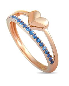 LB Exclusive 14K Rose Gold Sapphire Heart Ring