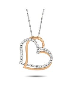 LB Exclusive 14K White and Rose Gold 0.25 ct Diamond Heart Necklace