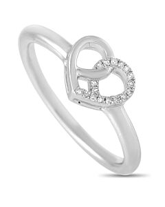 LB Exclusive 14K White Gold 0.05 ct Diamond Intertwined Heart Ring