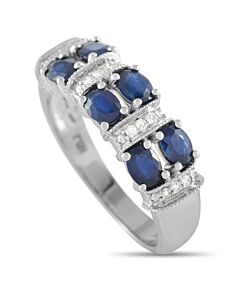 LB Exclusive 14K White Gold 0.06 ct Diamond and Sapphire Ring