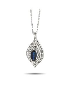 LB Exclusive 14K White Gold 0.08 ct Diamond and Sapphire Necklace