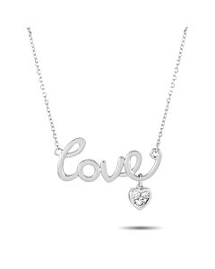 LB Exclusive 14K White Gold 0.10 ct Diamond Love Pendant Necklace