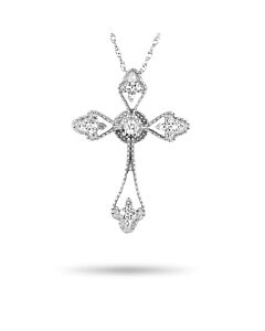 LB Exclusive 14K White Gold 0.10 ct Diamond Small Cross Pendant Necklace