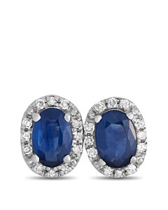 LB Exclusive 14K White Gold 0.10ct Diamond and Sapphire Earrings ER4 15565WSA