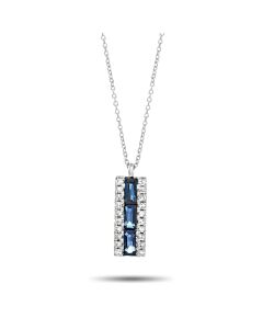 LB Exclusive 14K White Gold 0.10ct Diamond and Sapphire Necklace