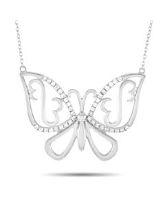 LB Exclusive 14K White Gold 0.25 ct Diamond Butterfly Pendant Necklace